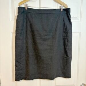 Chadwicks of Boston Black Linen Blend Pencil Skirt 16 Tall Lined Timeless Office